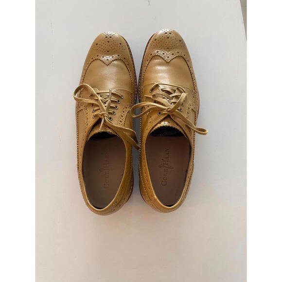 COLE HAAN Size 10 Tan Brogues Leather Brogue Lace Up Shoes - Picture 3 of 9